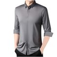 thumbnail image 1 of LNWUY Chemises à Manches Longues pour Hommes Séchage Rapide Chemise de Performance Printemps Automne Couleur Unie Rembourrée Chaude Confortable Chemises à Col Rabattable Gris TTG, 1 of 6