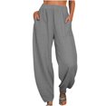 thumbnail image 1 of Timegard Pantalon en Coton et Lin pour Femmes Taille Élastique Léger avec Poches Tendance Automne, 1 of 7