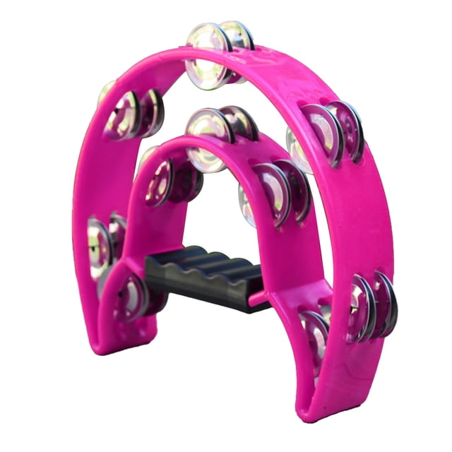 Tambourin à Main, Clochette à Main à Double Rangée avec Jingles en Métal, Instrument de Percussion, Clochette Tambourin pour Fête, Vacances, Karaoké
