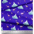 thumbnail image 1 of Soimoi Blue Poly Georgette Fabric Feather & Flamingo Bird Decor Fabric Printed Yard 42 Inch Wide, 1 of 3