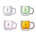 thumbnail image 4 of Bear Verres en Verre Double Transparents avec Poignées, Double Couche, Verrerie Domestique Résistante au Transfert Thermique, Tasse à Café, 4 of 21