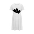 thumbnail image 5 of Chemise de Nuit pour Femme à Manches Courtes, Vêtement de Nuit Confortable, T-Shirts de Nuit Imprimés à Col Rond, Robe de Sommeil Tee, Robe de Pyjama Douce et Ample, Blanc G, 5 of 5