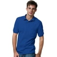 thumbnail image 1 of Hanes Mens CottonBlend EcoSmart Jersey Polo With Pocket 2-Pack, L, Deep Royal, 1 of 4