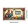 thumbnail image 1 of Adorable Bunny Chick Easter Banner with Flowers Eggs Background Party Decorations Photo Props Easter Celebration Spring Festival Home Decor, 1 of 4