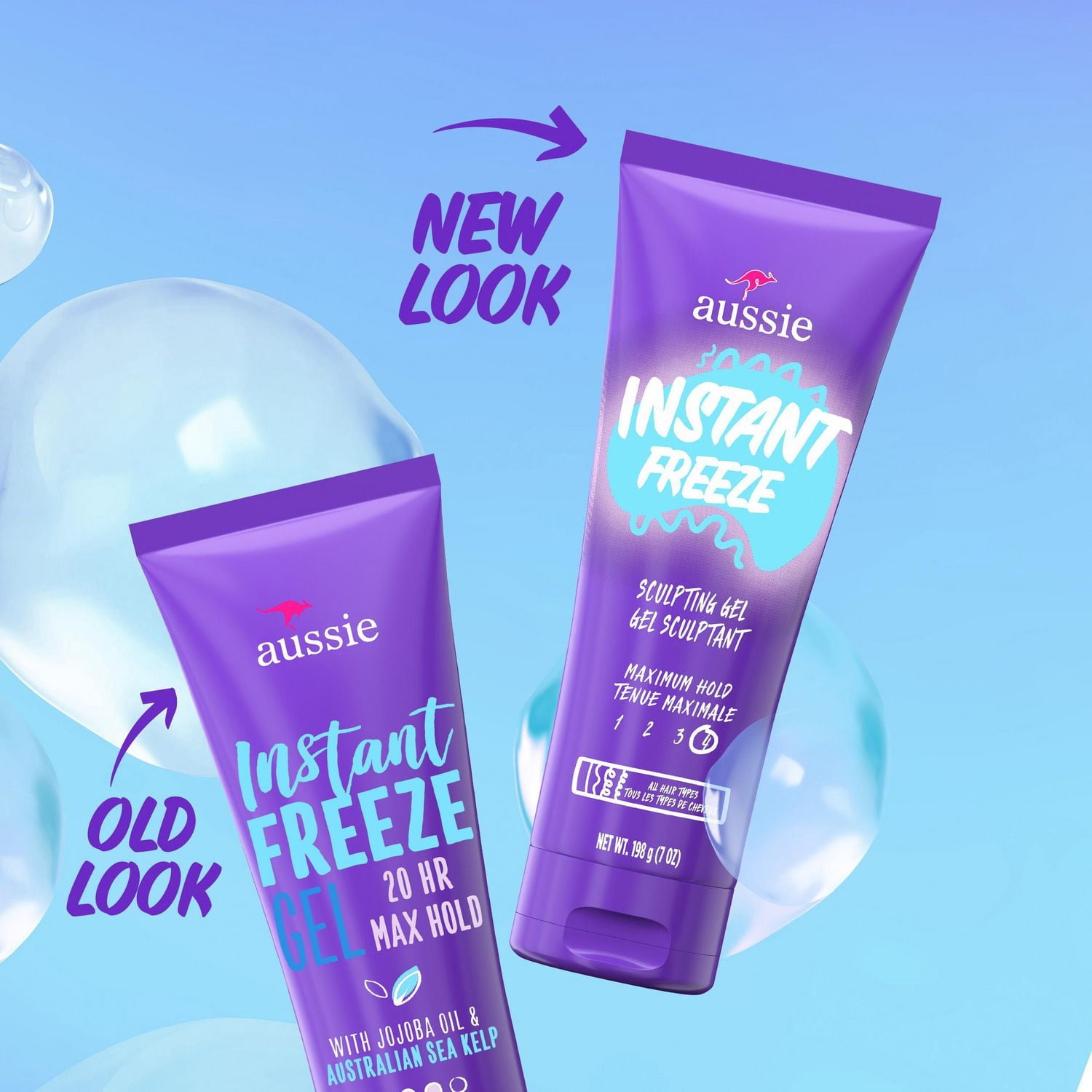 Aussie Instant Freeze Sculpting Gel for Curly Hair, Straight Hair, and Wavy Hair