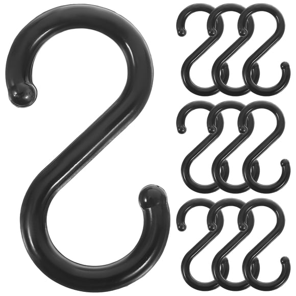 SHISUYAN 100pcs 2.2\ S Shaped Hooks Black Heavy Duty Metal Hangers For Kitchen, Workshop, Bathroom, And Garden, 0.20 Inch Wire Diameter, Perfect For Organizing And Hanging Various Items"