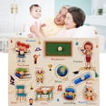 thumbnail image 2 of Jindong Kids Wooden Peg Puzzles Set with Alphabet Numbers Fruits Animals and Vehicles, 2 of 9