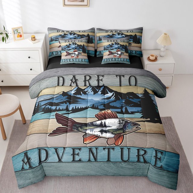 YST Rustic Farmhouse Lodge Cabin 7-Piece Adventure Theme Bedding Set, King