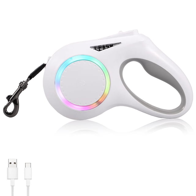 PENGXIANG Retractable Dog Leash with LED Light 16ft Portable Retractable Walking Leash with Ergonomic Handle 600mAh Rechargeable LED Lighted Dog Leash Retractable Leash for Small Medium D