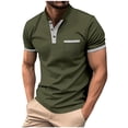 thumbnail image 2 of EOYWHK Henley Shirts for Men Business Casual Button Up Short Sleeve Tees Solid Color Stand Collar Work Blouse, 2 of 7