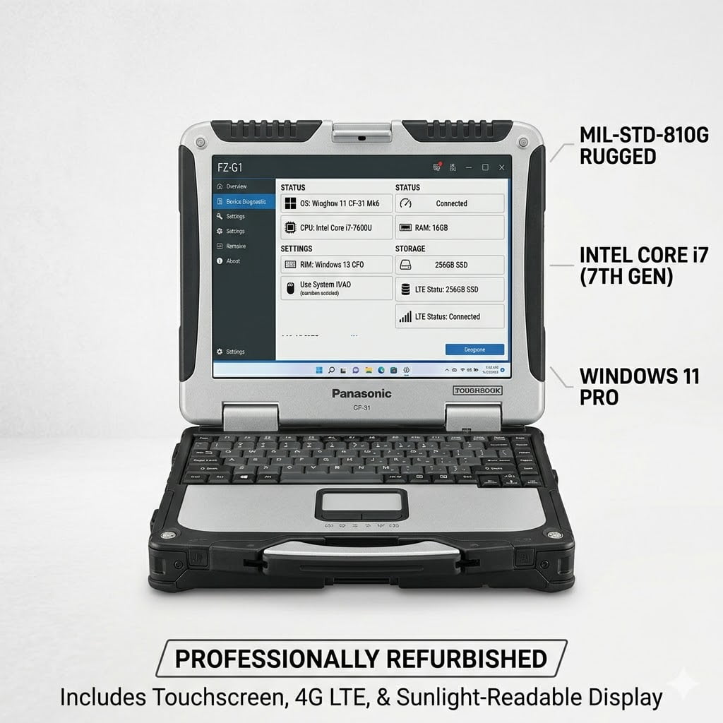 Panasonic ToughBook CF-31 Mk6 | TOUCH | i7-7th Gen| 16 GB RAM | 256 GB SSD | Windows 11 Pro - Refurbished ( Good )