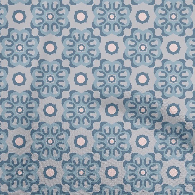 oneOone Polyester Spandex Grayish Blue Fabric Asian Block Craft Projects Decor Fabric Printed By The Yard 56 Inch Wide