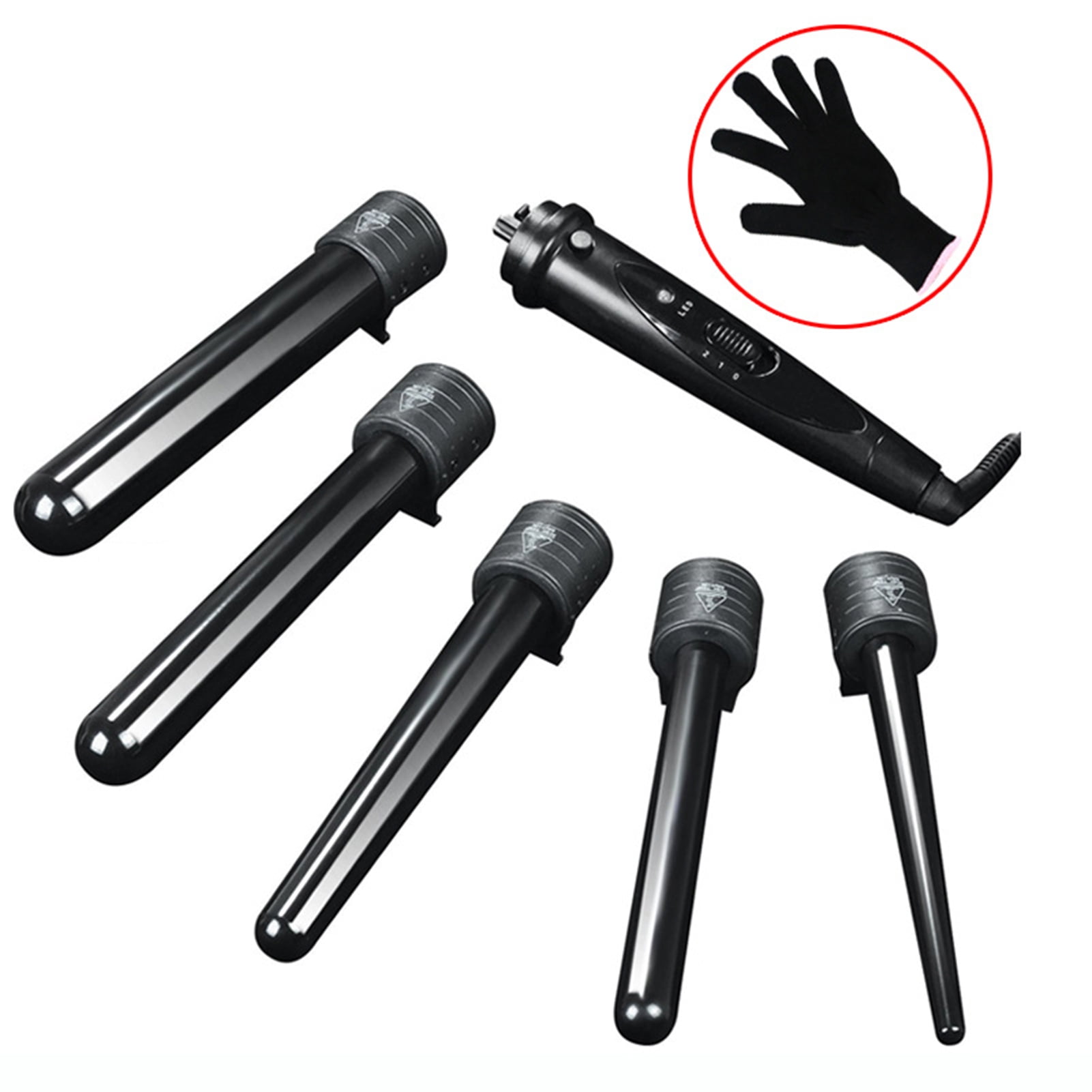 5 in 1 Hair Curler Ceramic Curling Iron Wand Set With 5Pcs 0.35 to 1.26