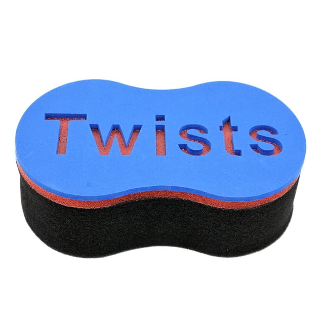 Éponge pour Cheveux, Brosse Torsadée, Éponge pour Boucles pour Dreads Afro, Locks, Torsade, Enroulement de Boucles, avec une Couche Supérieure Bleue avec Découpe « Torsades » et une base en Éponge Noire. Fabriquée en EVA et Matériau Éponge, Elle Mesure 7,5 x 4,5 x 2,1 Pouces et Est Idéale pour Coiffer les Torsades, Boucles et Enroulements sur Diverses Longueurs de Cheveux.