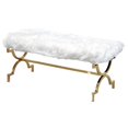 thumbnail image 1 of Best Master Faux Fur Upholstered Bench with Stainless Steel Frame in White/Gold, 1 of 2