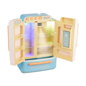 Kjfeif Blue Pretend Play Kitchen Toy Set, Multi-Use Dollhouse Refrigerator and Cabinet for Role-Play, Educational Kitchen Playset for Boys and Girls Ages 3+