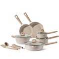 thumbnail image 1 of Carote Ceramic Pans and Pots Set, 13 Piece Industion Kitchen Non-Stick Cookware Sets Taupe, 1 of 6