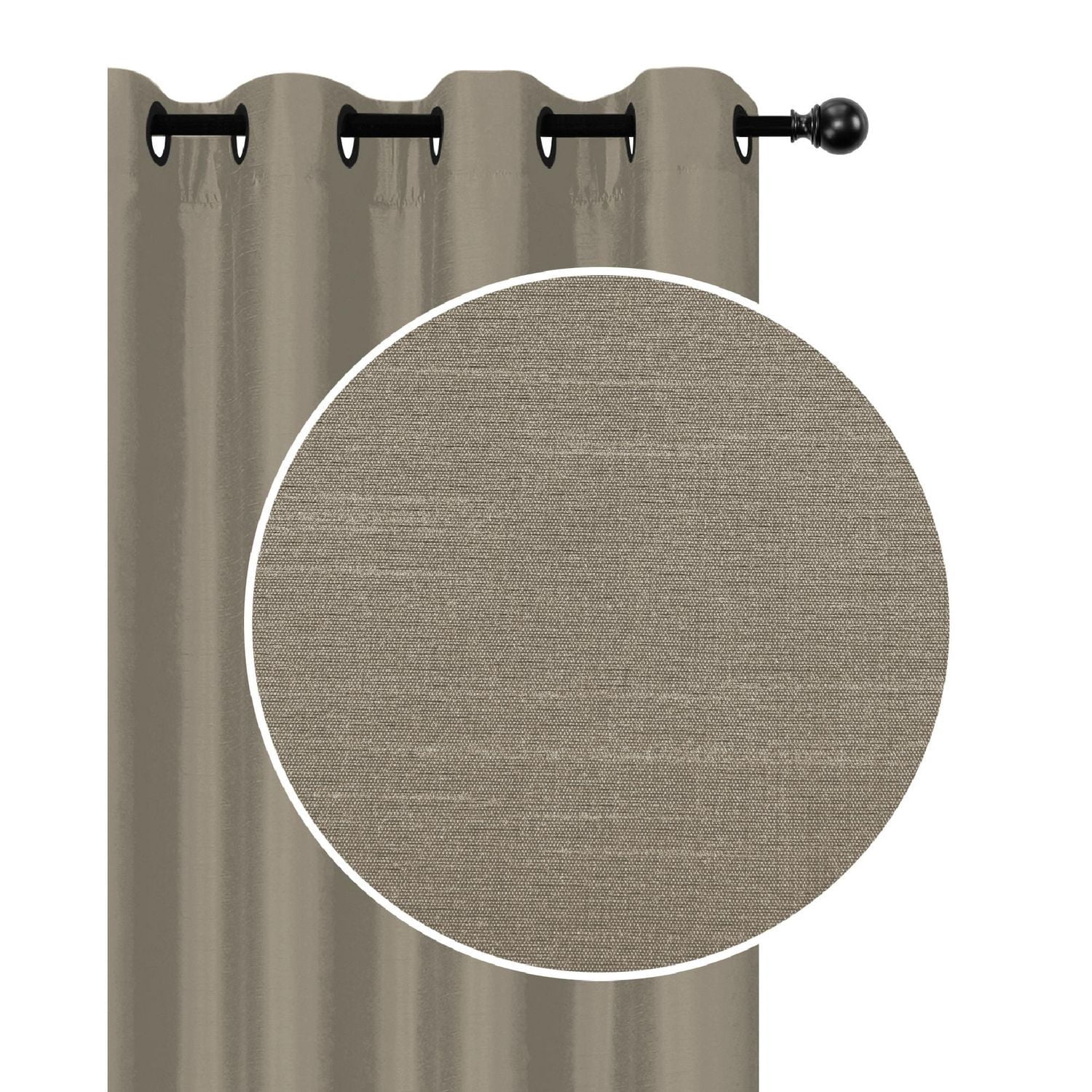 Faux Silk Panel Avec 8 Œillets (Taupe) - Set of 2