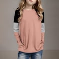 thumbnail image 2 of Posijego Girls Striped Long Sleeve Shirts Kids Round Neck Color Block Tunic Tops Spring T-Shirts Size 4-14 Years, 2 of 6