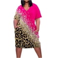 thumbnail image 2 of Robes Grande Taille pour Femmes Robe Grande Taille pour Femmes Col en V Été Décontractée Robes d'Été Poche Genou Manches Courtes avec Poches en Liquidation, 2 of 5