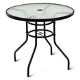 thumbnail image 1 of Costway Table Ronde de Patio 31,5 Pieds' Verre Trempé Cadre en Acier Extérieur Piscine Cour, 1 of 8