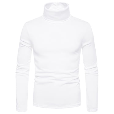 EGNMCR Mens High Neck T Shirt Winter Casual Stylish Solid Color Stretch Turtleneck Long Sleeve Sweaters Tops Warm Pullover Bottoming Tee Shirt