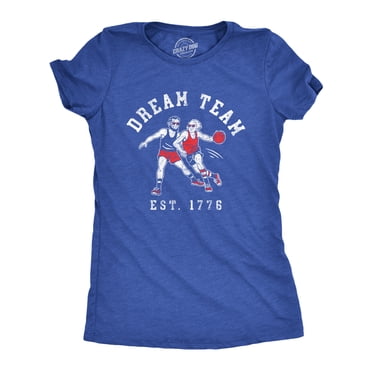 Womens Dream Team 1776 T Shirt Funny  George Washington Abe Lincoln Graphic Tee for Ladies (Heather Royal - DREAM) - L