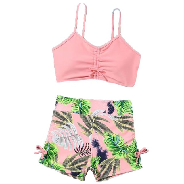 Girls Swimsuits 2 Piece Tankini Set Bathing Suit Ruffle Girls Bathing Suit 8-9 Years