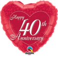 thumbnail image 1 of 'Happy 40th Anniversary' Heart Foil Balloon 18", 1 of 1