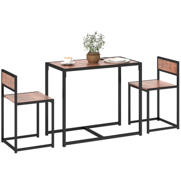 HOMCOM Industrial Dining Table Set for 2, Small Kitchen Table and Chairs