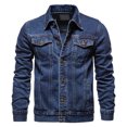 thumbnail image 2 of Veste en Denim Homme Mode Décontractée Veste en Denim Extérieur Veste à Simple Boutonnage Veste de Travail, 2 of 3