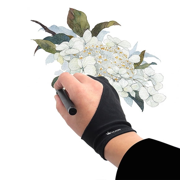Huion Huion GL200 Two-Finger Anti-Smudge Drawing Glove for Graphic Tablets and Screens, Lightweight Black Lycra-Nylon Blend, 7g, Single Glove Included