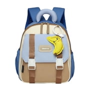 Riforla Kindergarten Backpack for Boys Lightweight School Bag Color Block Design Travel Daypack Small Size Bookbag Backpack for Girls Blue
