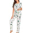 thumbnail image 2 of Innerwin Pajamas Set Plaid Printed Ladies Sleepwear Home Color Block Basic Nightwear Cactus XL, 2 of 4