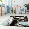thumbnail image 2 of LaDole Rugs Tapis Turquoise Bleu Ciel et Noir Abstrait pour Aire, 2 of 6