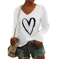 thumbnail image 2 of Pompotops T-Shirt à Manches Longues à Col en V Imprimé Décontracté pour Femmes, Chandail, Hauts, Liquidation, 2 of 4