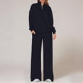 thumbnail image 3 of Yuyuzo Survêtements Femmes Ensemble 2 Pcs Fermeture à Glissière 1/4 Col Montant Chandails Pantalons à Jambes Larges Survêtements Doublés en Molleton Ensembles de Détente, 3 of 5