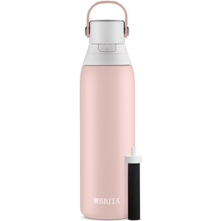 Brita Insulated Stainless Steel Filtering Water Bottle with Straw, BPA-Free Water bottle for Sports, Travel or Hiking, Great for