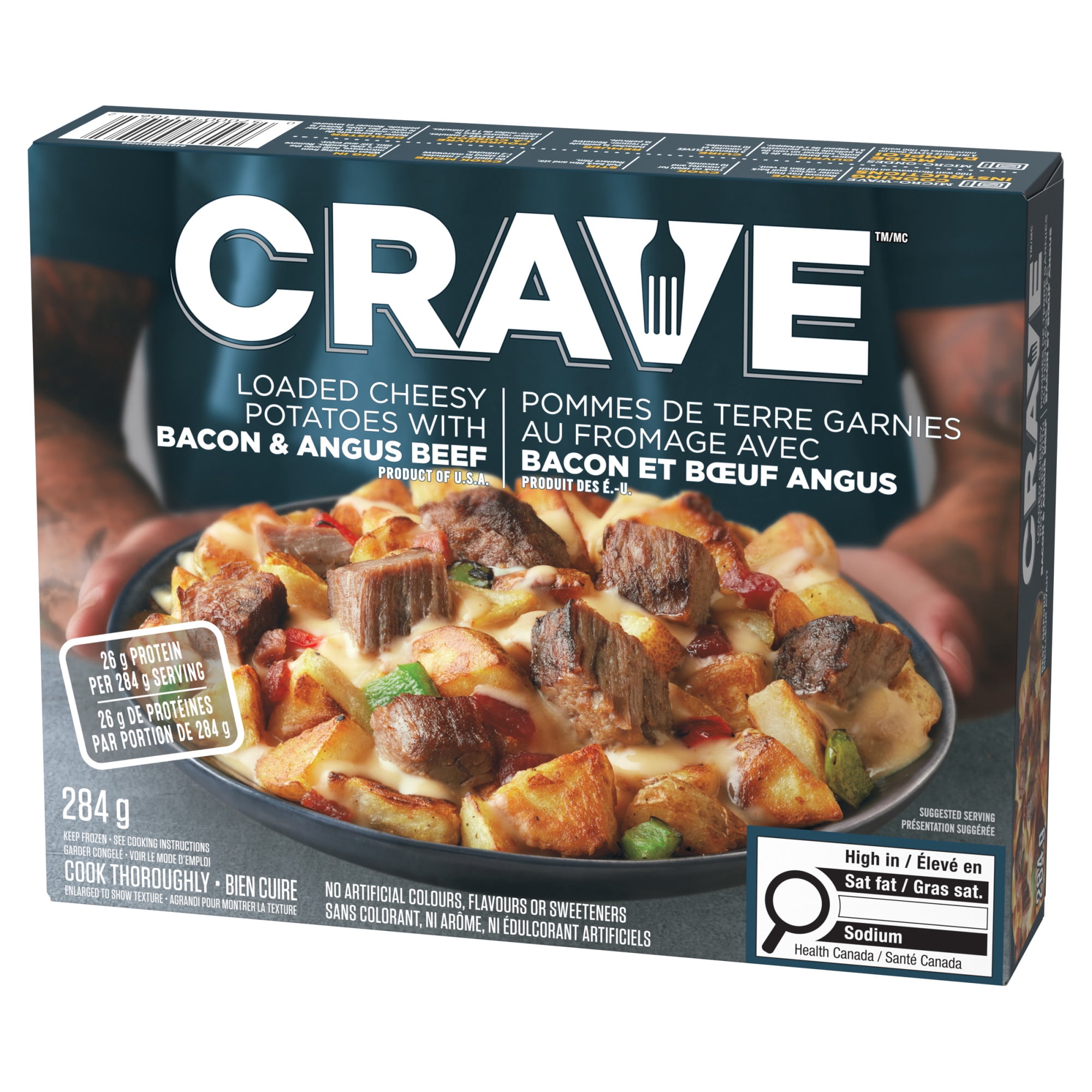 CRAVE Cheesy Loaded Potatoes with Angus Beef Frozen Meal, 284 gr Box, 284g