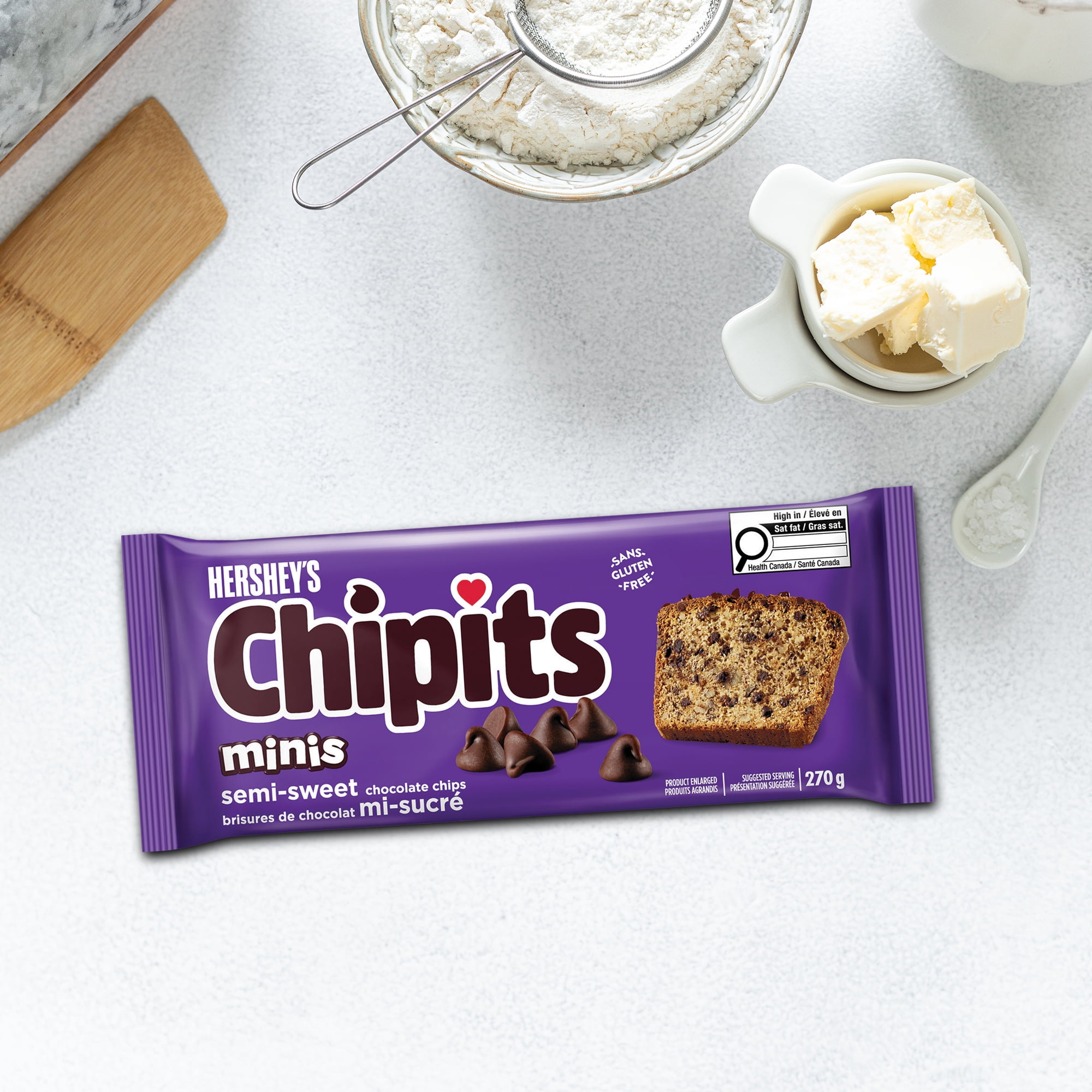 Brisures miniatures de chocolat mi-sucré HERSHEY'S CHIPITS, 270 g