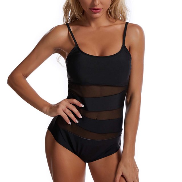 iTNHFP Swimwear Womens Plus Women's trendy Mesh Stitching Print Cutout Fashion Splice Hollowing Swimsuit