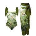 thumbnail image 1 of Maillot de Bain une Pièce pour Femmes avec Jupe de Plage, Paréo, Imprimé Floral Rétro, Ensemble Bikini Deux Pièces, 1 of 4