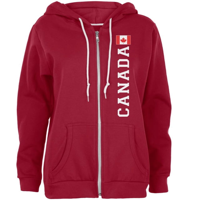 Canada Flag World Cup Womens Full Zip Hoodie