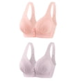 thumbnail image 1 of Timegard 2pc Wireless Bras for Women Front Closure Button Bralette Ruched Comfort Everyday Bras with Support, 1 of 3