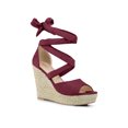 thumbnail image 1 of BLISSFUL STEP Chaussures pour Femmes Espadrilles à Lacets Sandales Compensées à Plateforme Bourgogne 7, 1 of 8