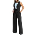 thumbnail image 1 of Kcodviy Womens Elegant Solid Color Suits Set for Women Suit Vest Tank Cardigan Woman Jumper Suit Pockets Tops Wide Leg Womens Work Suits Set Pants Suit, 1 of 8