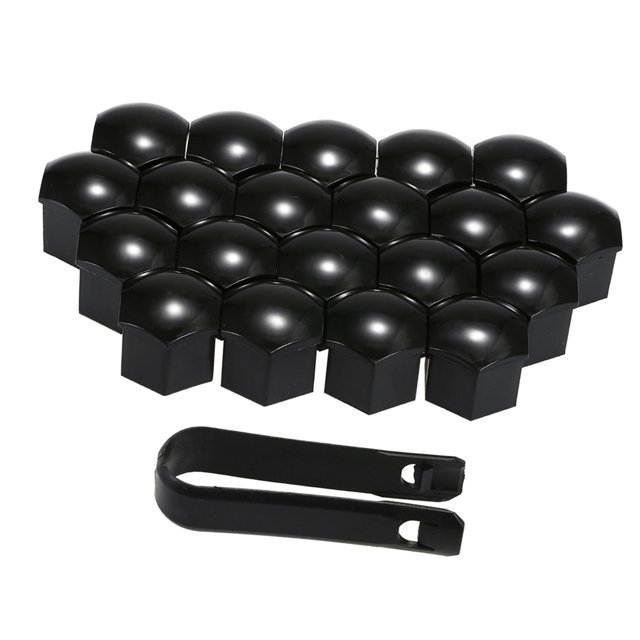 20 Pcs Couvercles d'Écrou de Roue Universels 21mm Capuchons d'Écrou Plaqués Protecteur de Vis Noir