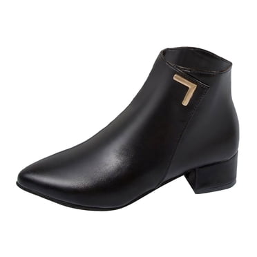 jovati Bottines à Talon Épais pour Femmes, Mode Décontractée, Couleur Unie, Bout Pointu