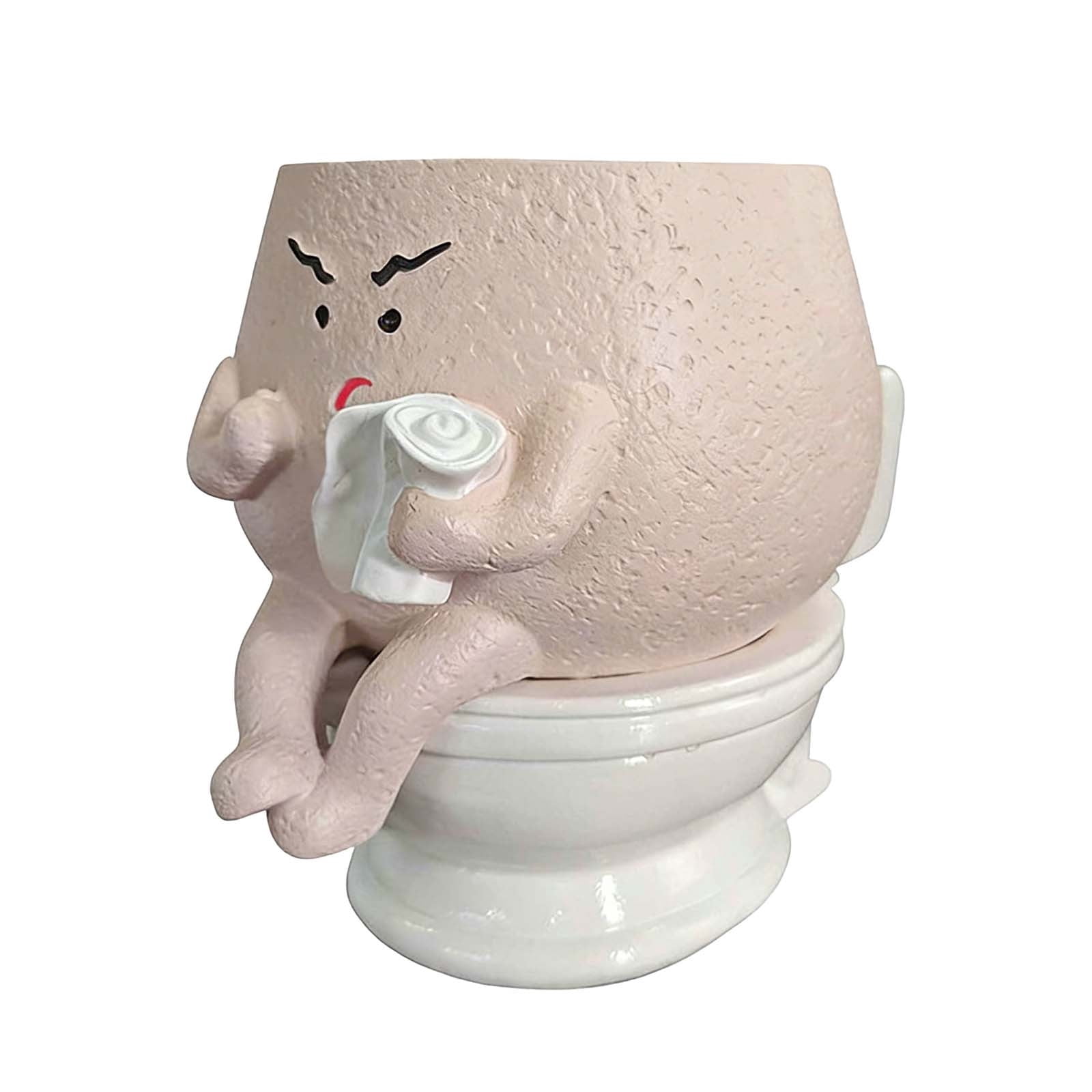 FEISHENTT Face Planter Pots Funny Toilet Plant Pot for Indoor Plants, Cute Face Head Flower Pots Quirky Succulent Planters Gift Ideal