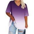 thumbnail image 2 of Womens Short Shorts V-Neck Short Sleeve Printing Base Shirt for Women, Plus Size Casual Top Imitation Rack, 2 of 9